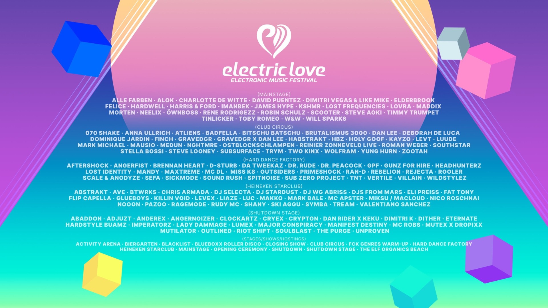 LineUp & Artists des Electric Love Festivals 2023